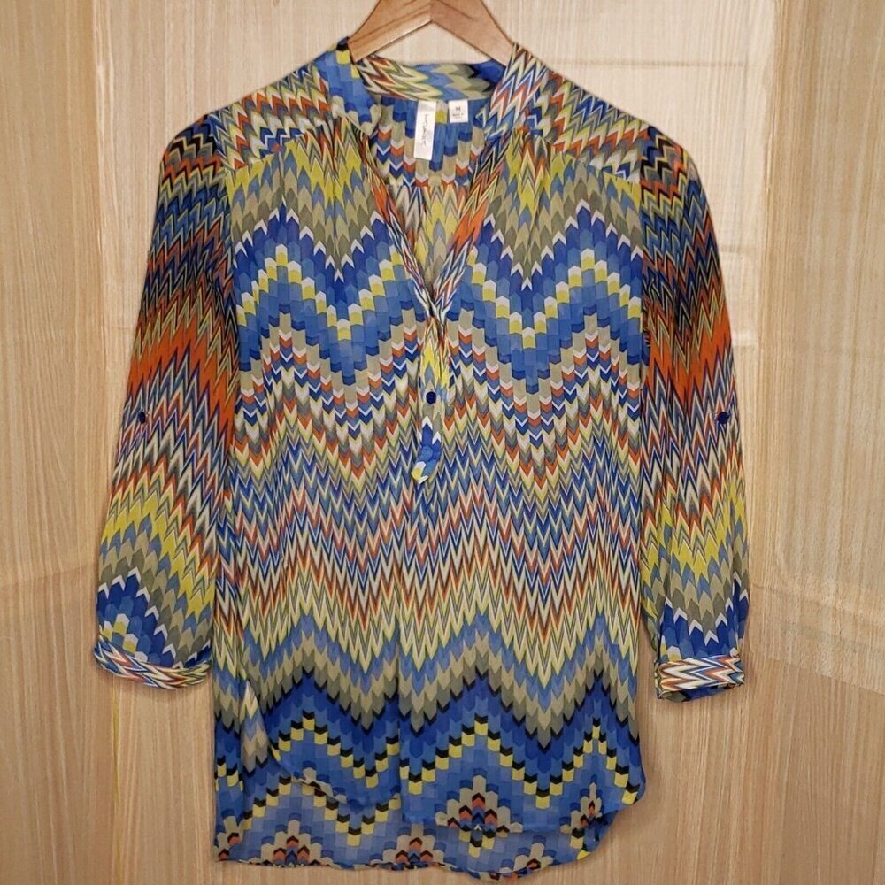 Tacera Multicolor Chevron Tunic Top